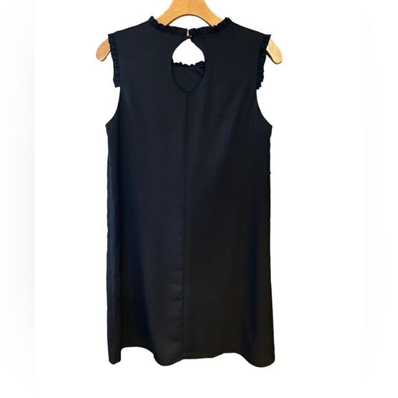 Eclair Sz XS Little Black Dress Ruffle Collar & Sleeves Button Keyhole Back - Picture 2 of 8